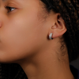 Huggie Hoop Earrings (White Gold)
