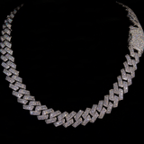 Diamond Prong Link Chain, 19mm Prong Cuban Link Chain (Silver)