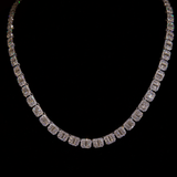 Baguette Square Link Necklace (White Gold)