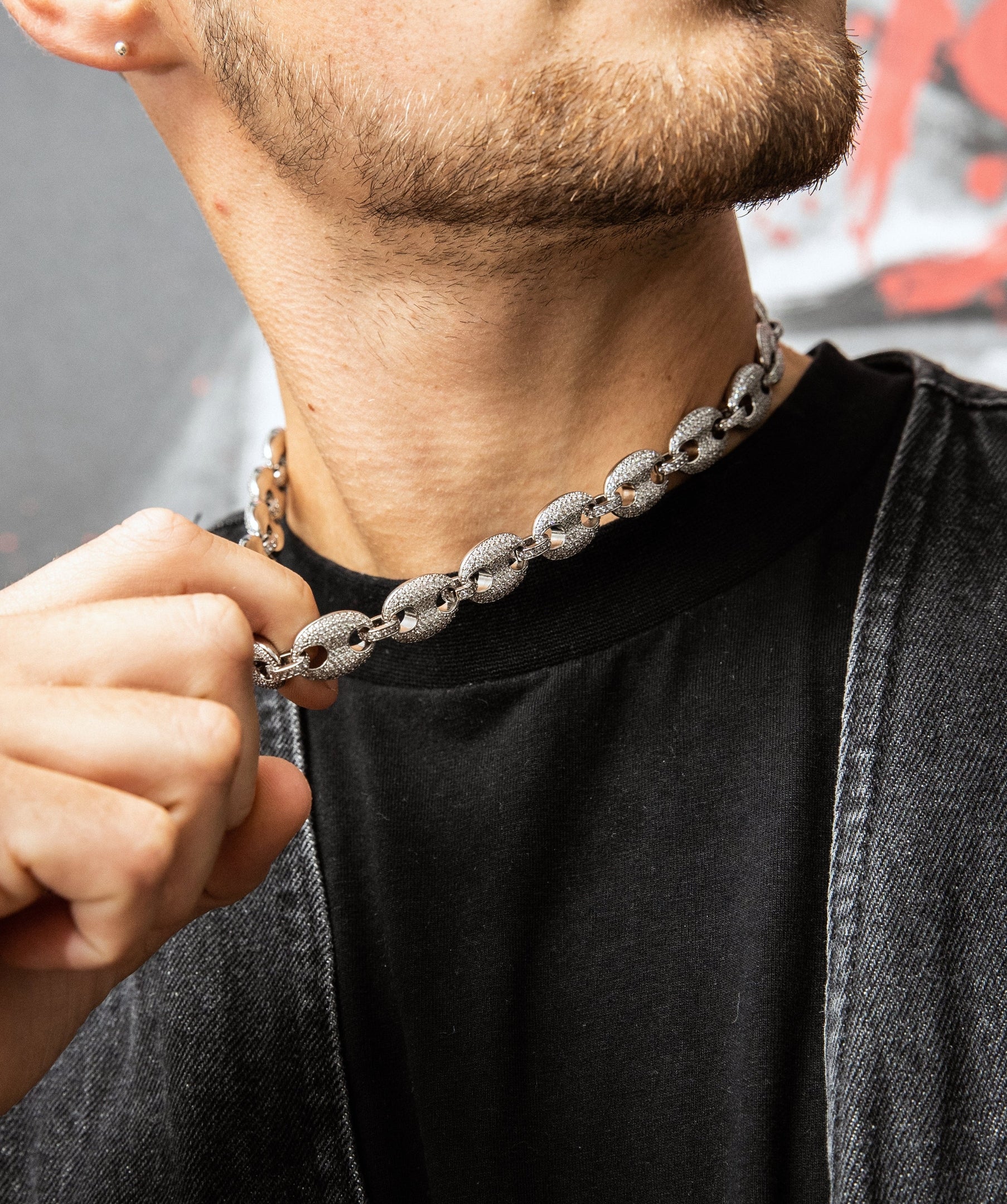 Mariner Necklace, 12mm Diamond Mariner Link Necklace in White Gold