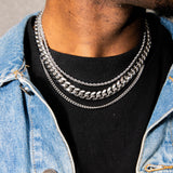 White Gold Cuban Link Chain, 10mm Miami Cuban Link Bracelet in White Gold