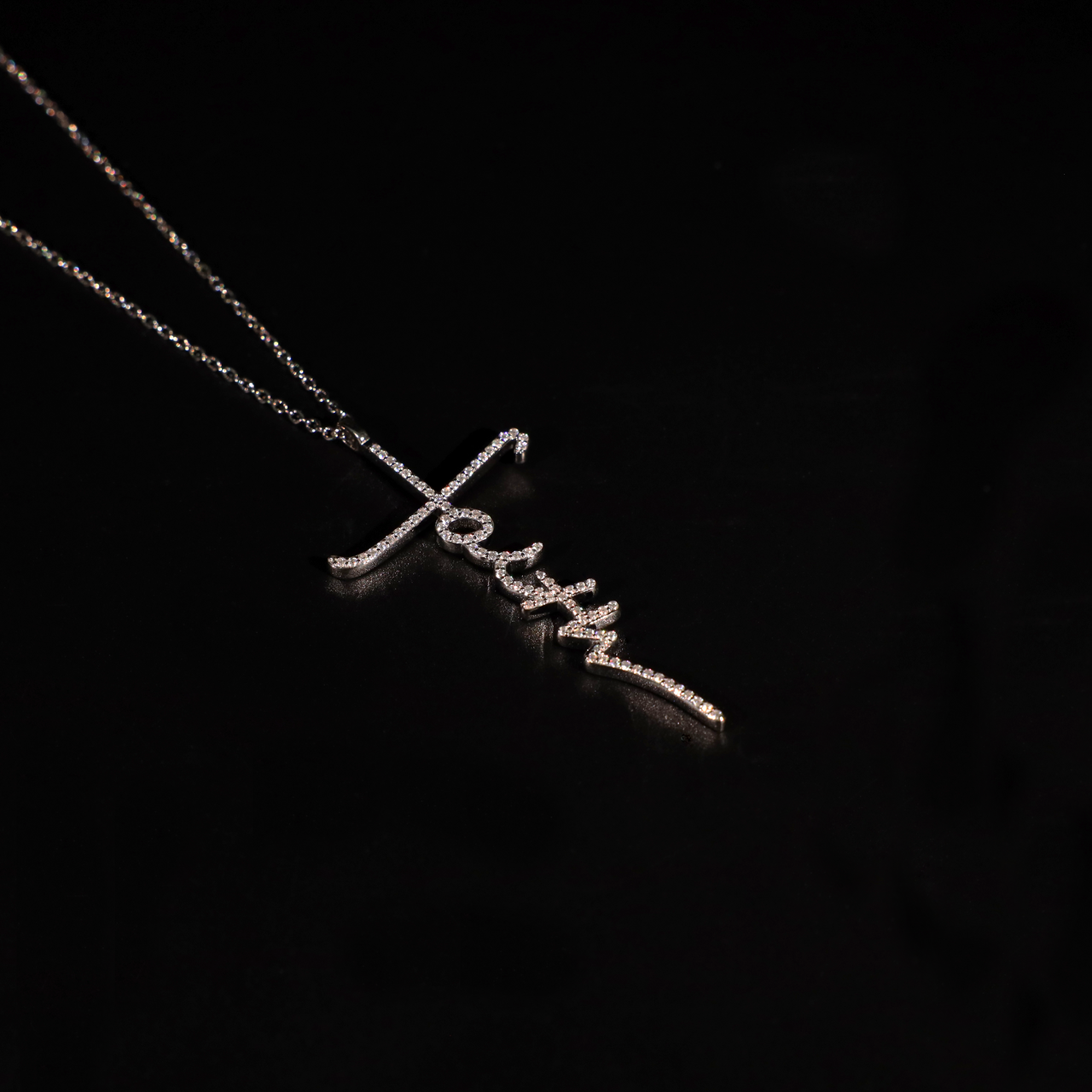 Faith Cross Necklace (White Gold)