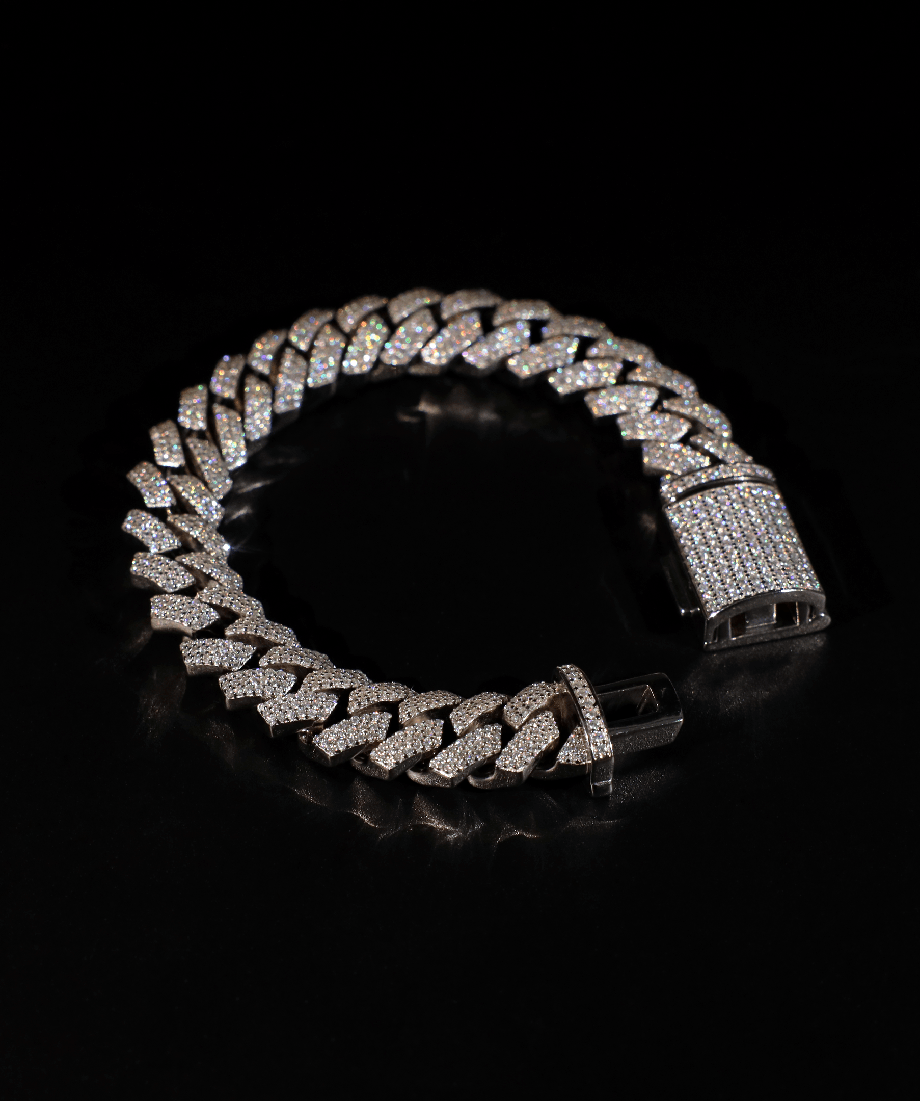 Silver Cuban Bracelet, 12mm Prong Cuban Link Bracelet (Silver)