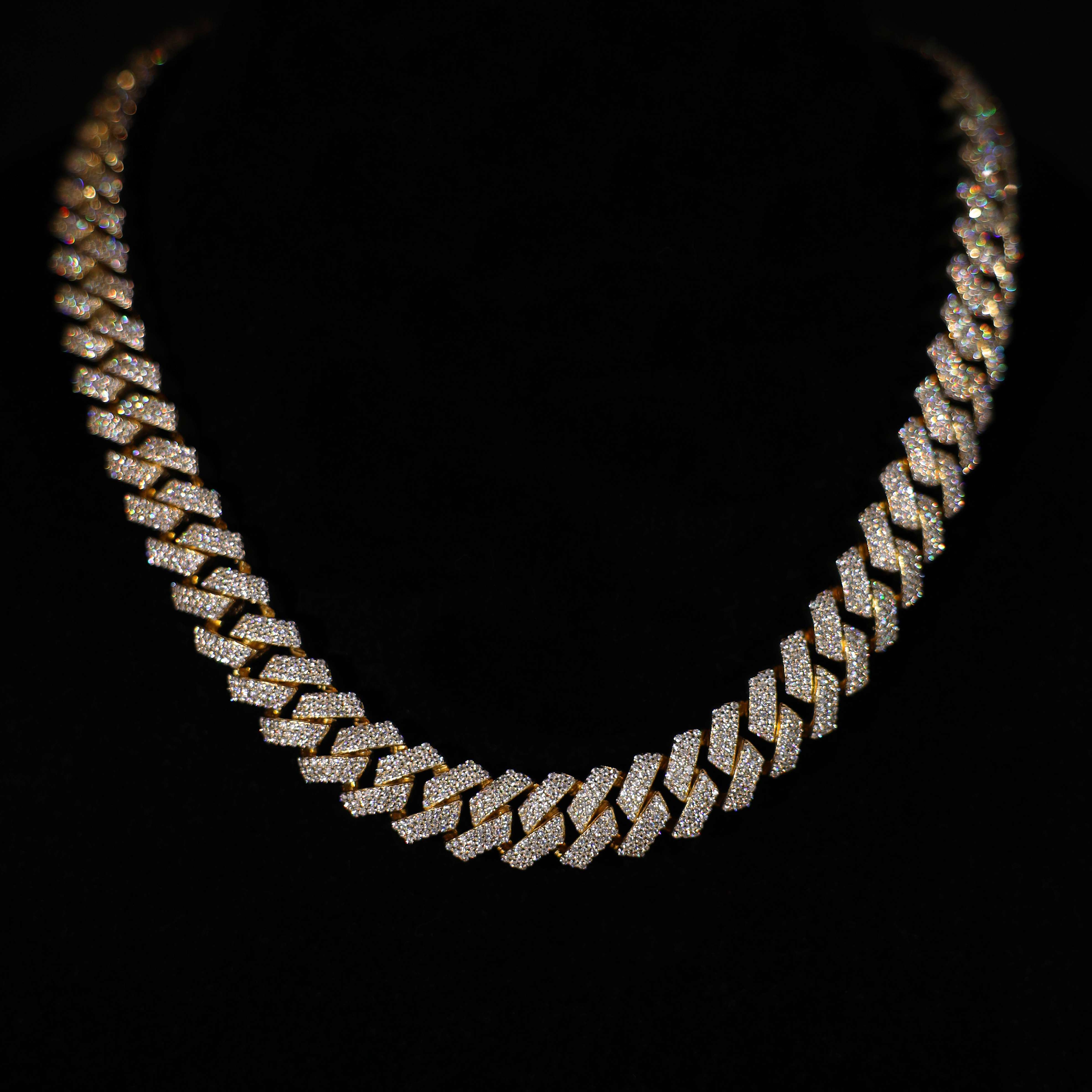 Gold Link Chain, 15mm Prong Cuban Link Chain (Gold)