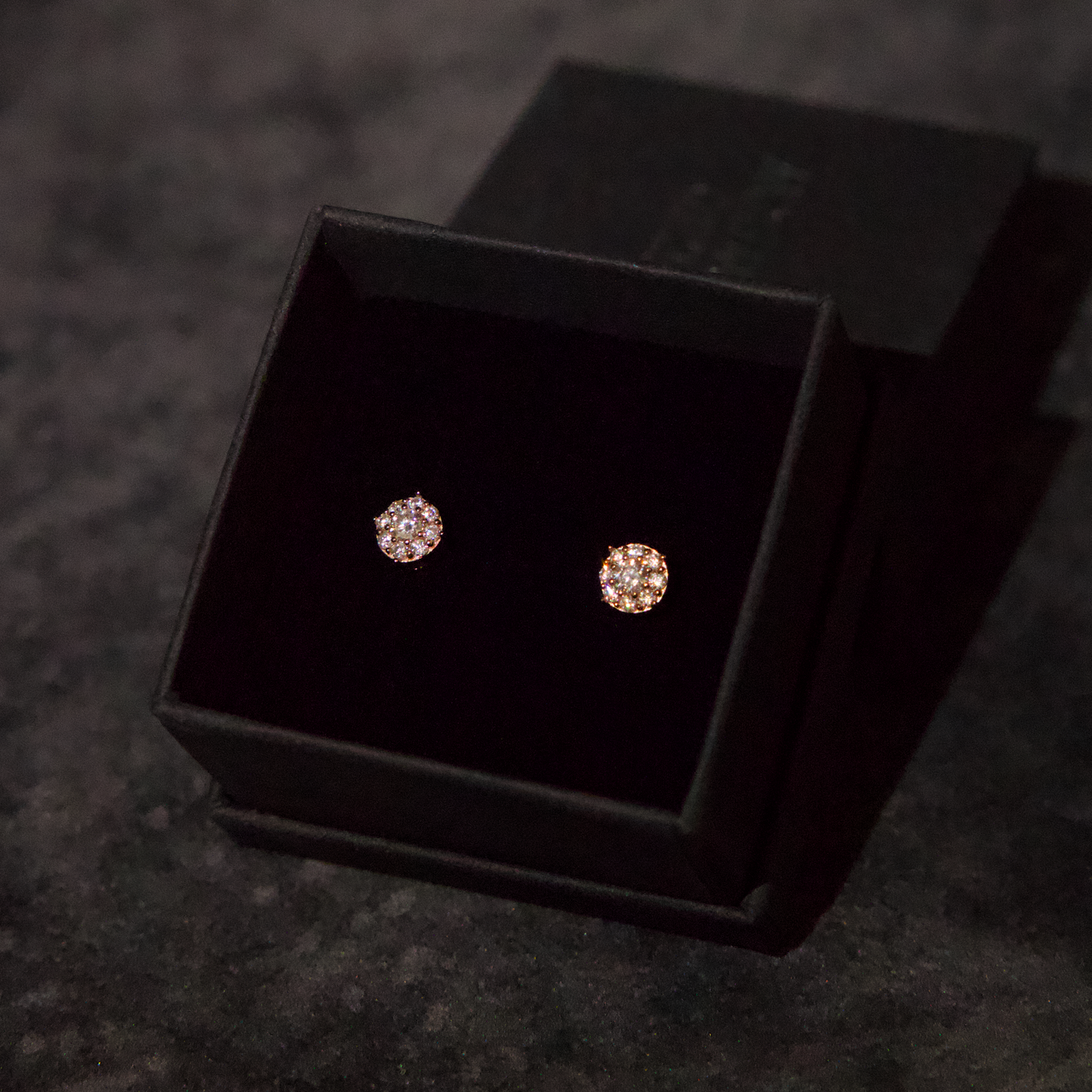 Cluster Stud Earrings in Rose Gold