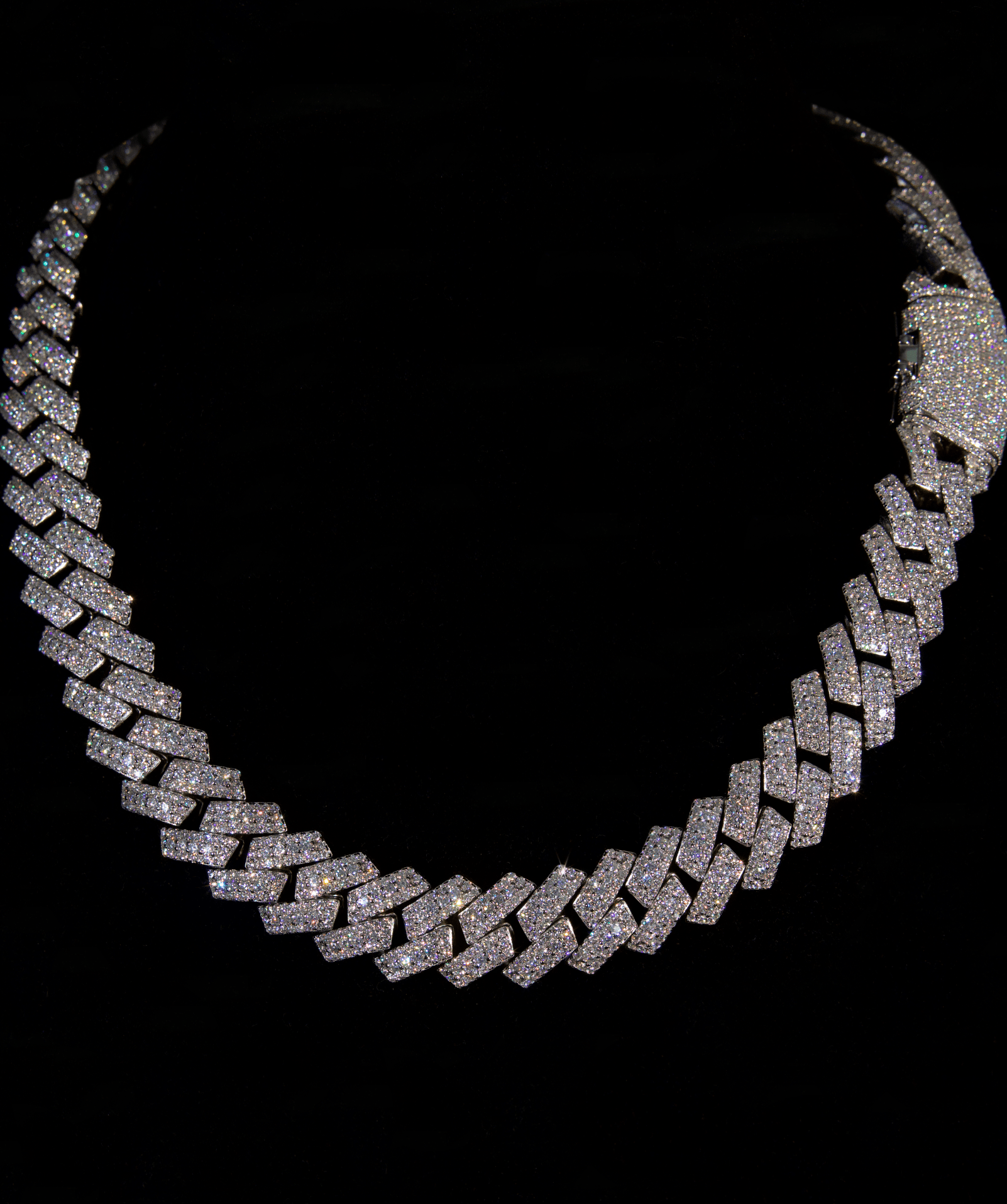 Diamond Prong Link Chain, 19mm Prong Cuban Link Chain (Silver)