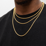 3mm Rope Chain in Yellow Gold