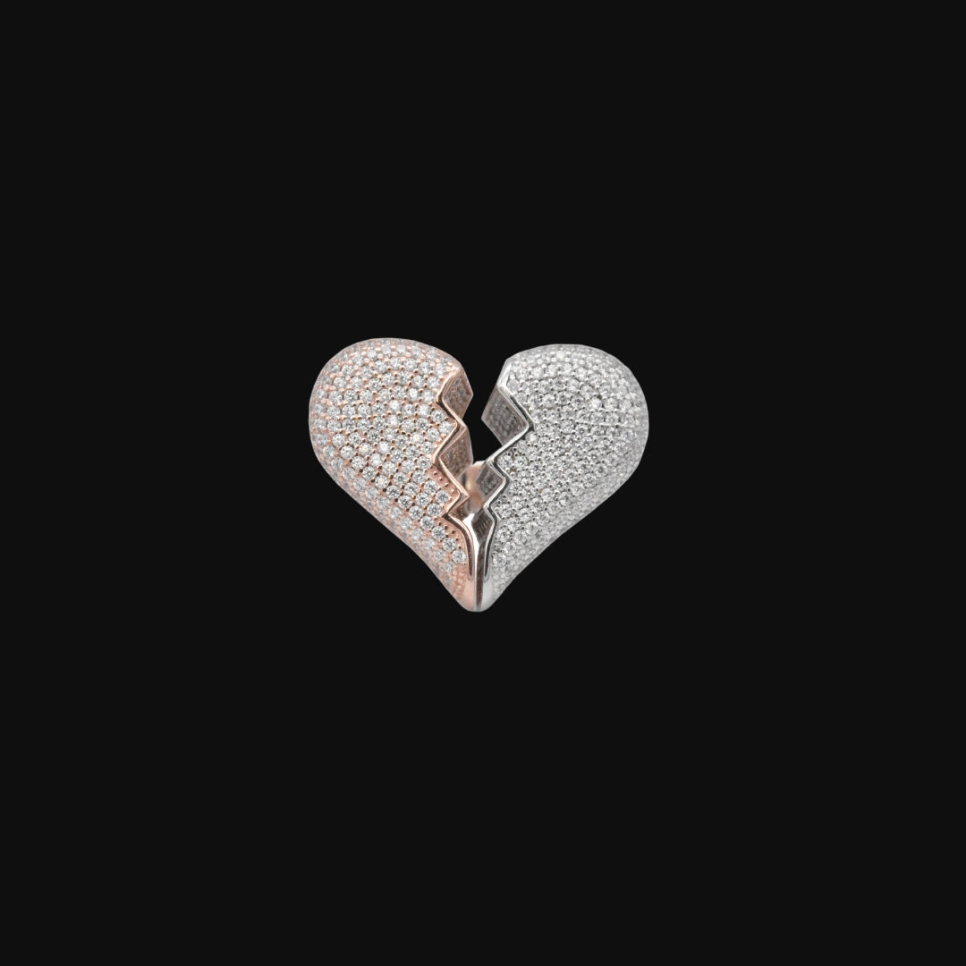 Iced Broken Heart Ring (Two-Tone)