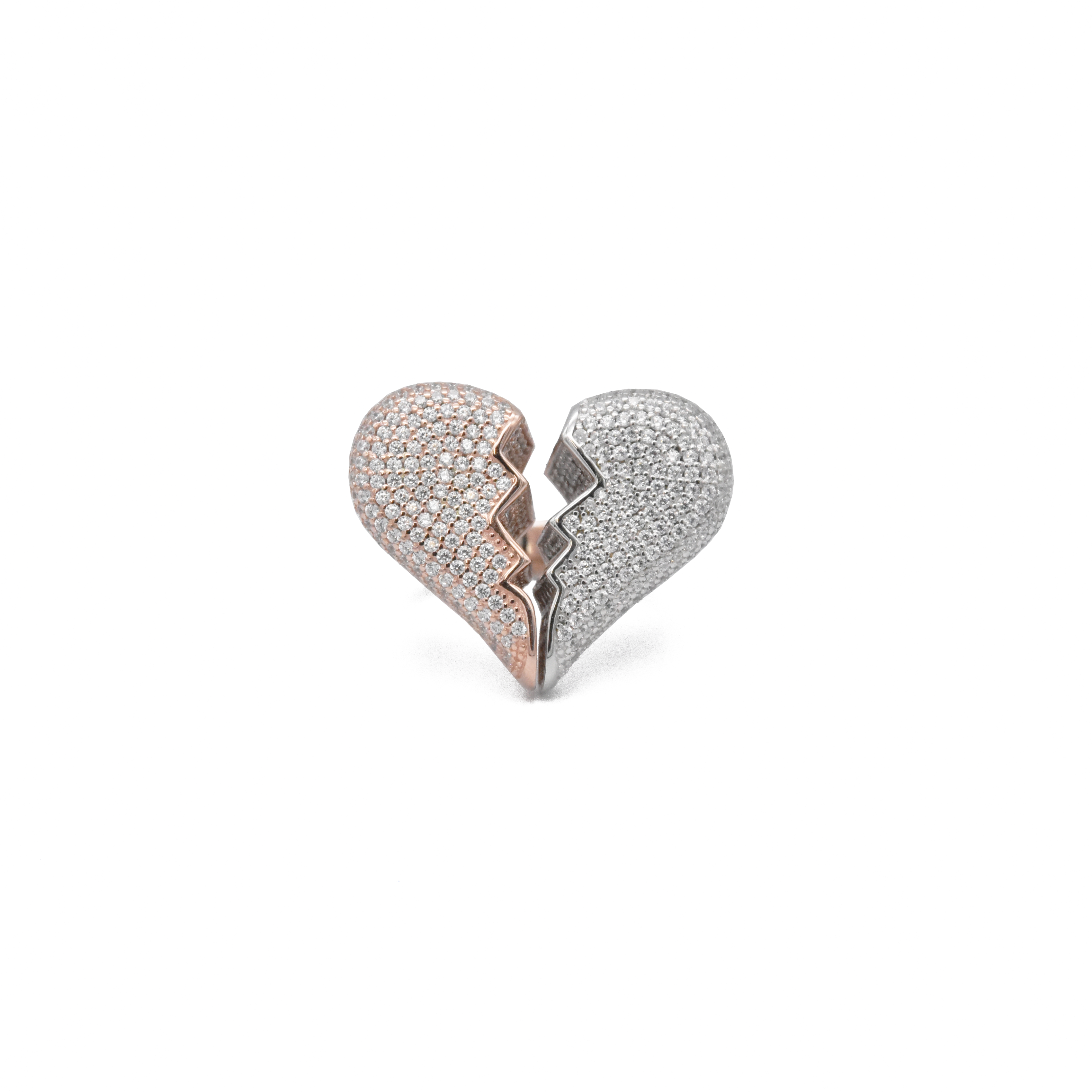 Iced Broken Heart Ring (Two-Tone)