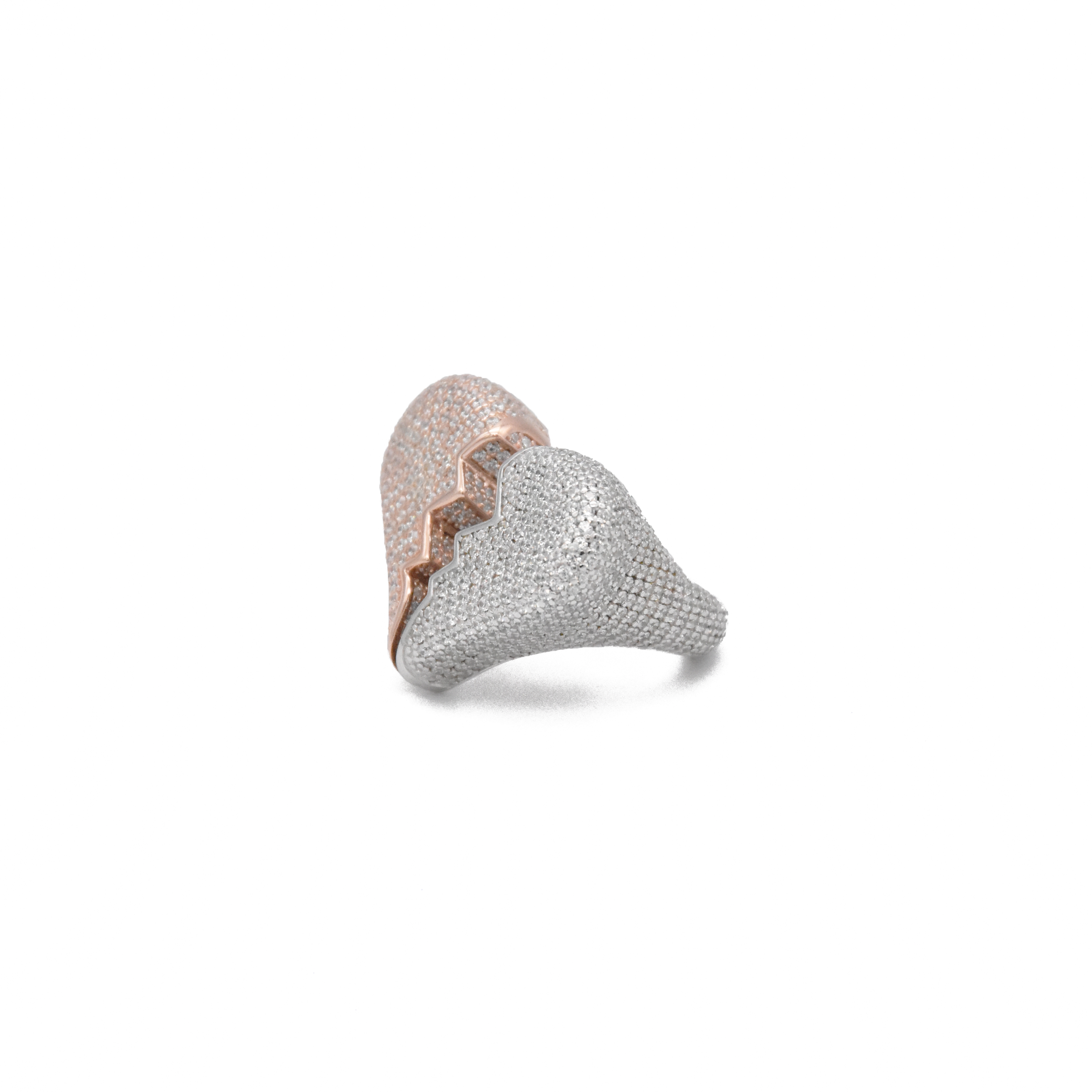 Iced Broken Heart Ring (Two-Tone)