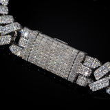 12mm Raised Prong Cuban Link Bracelet (White Gold)