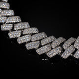 12mm Raised Prong Cuban Link Bracelet (White Gold)