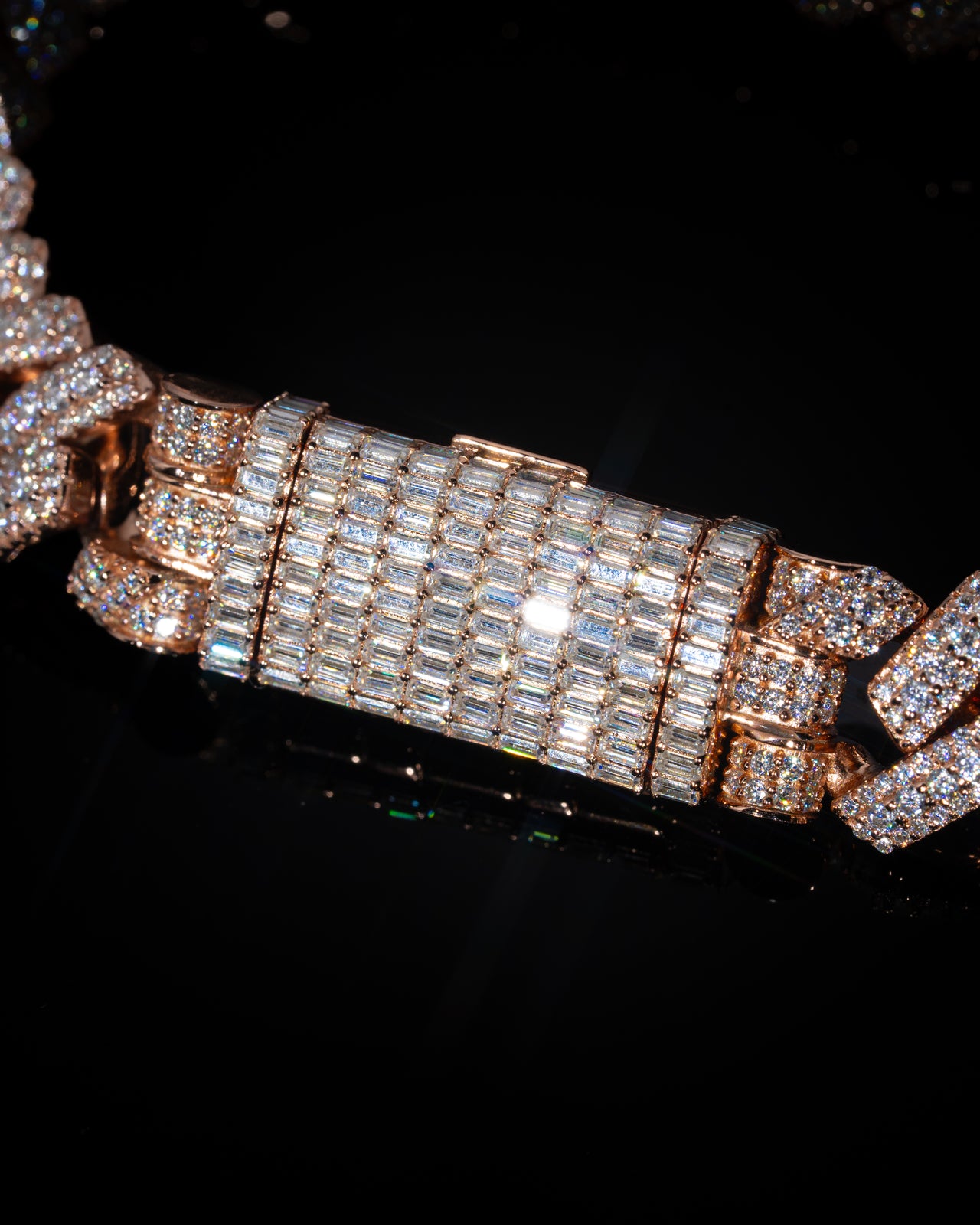 12mm Raised Prong Cuban Link Bracelet (Rose Gold)