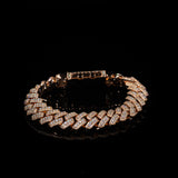 12 mm verhoogde Cubaanse schakelarmband (roségoud)