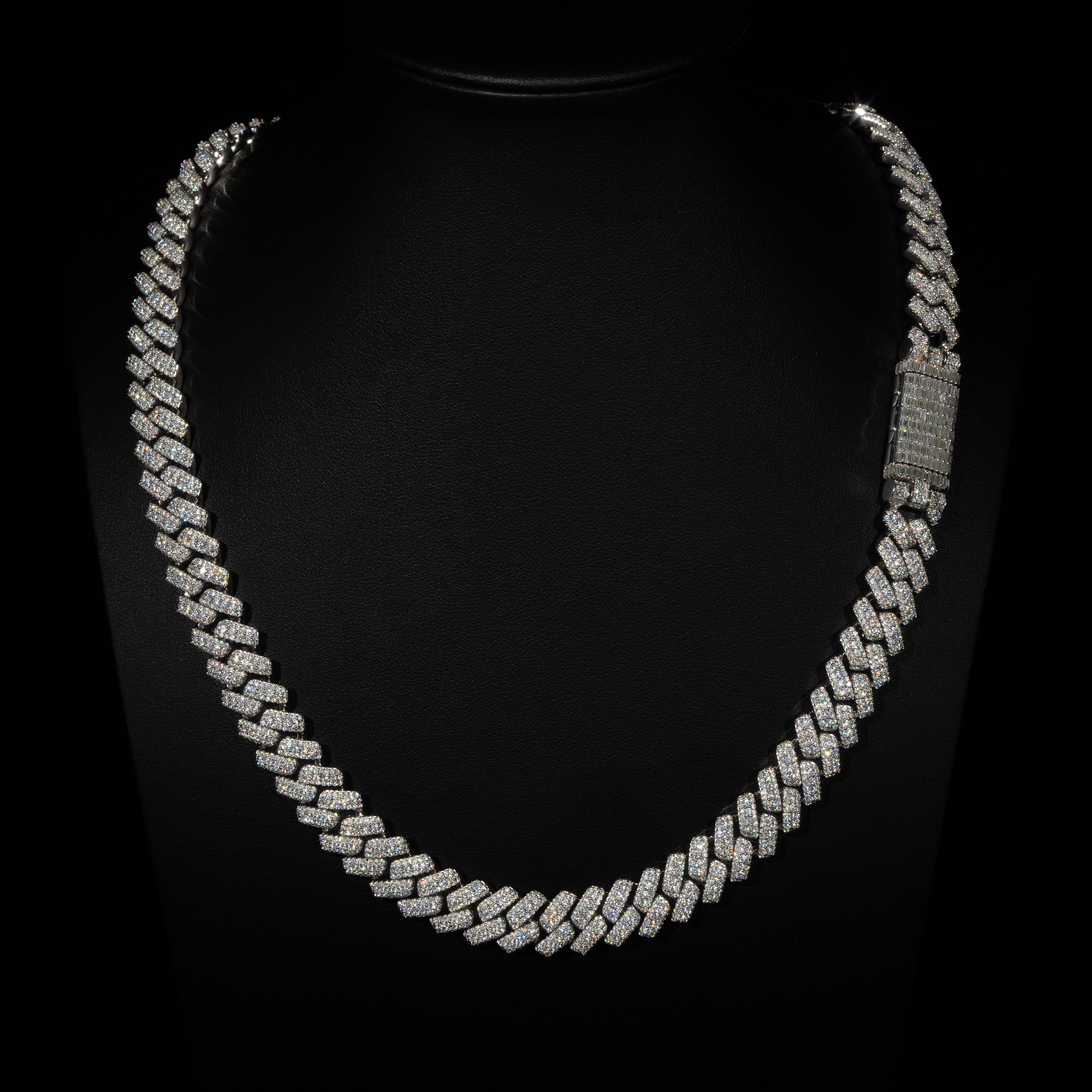 12mm Raised Prong Cuban Link Chain (Silver)