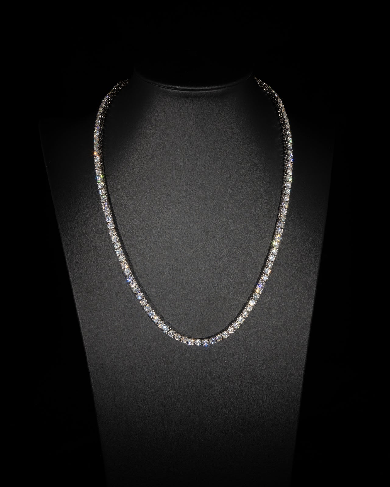 4mm Round-Cut Tennis Necklace in White Gold