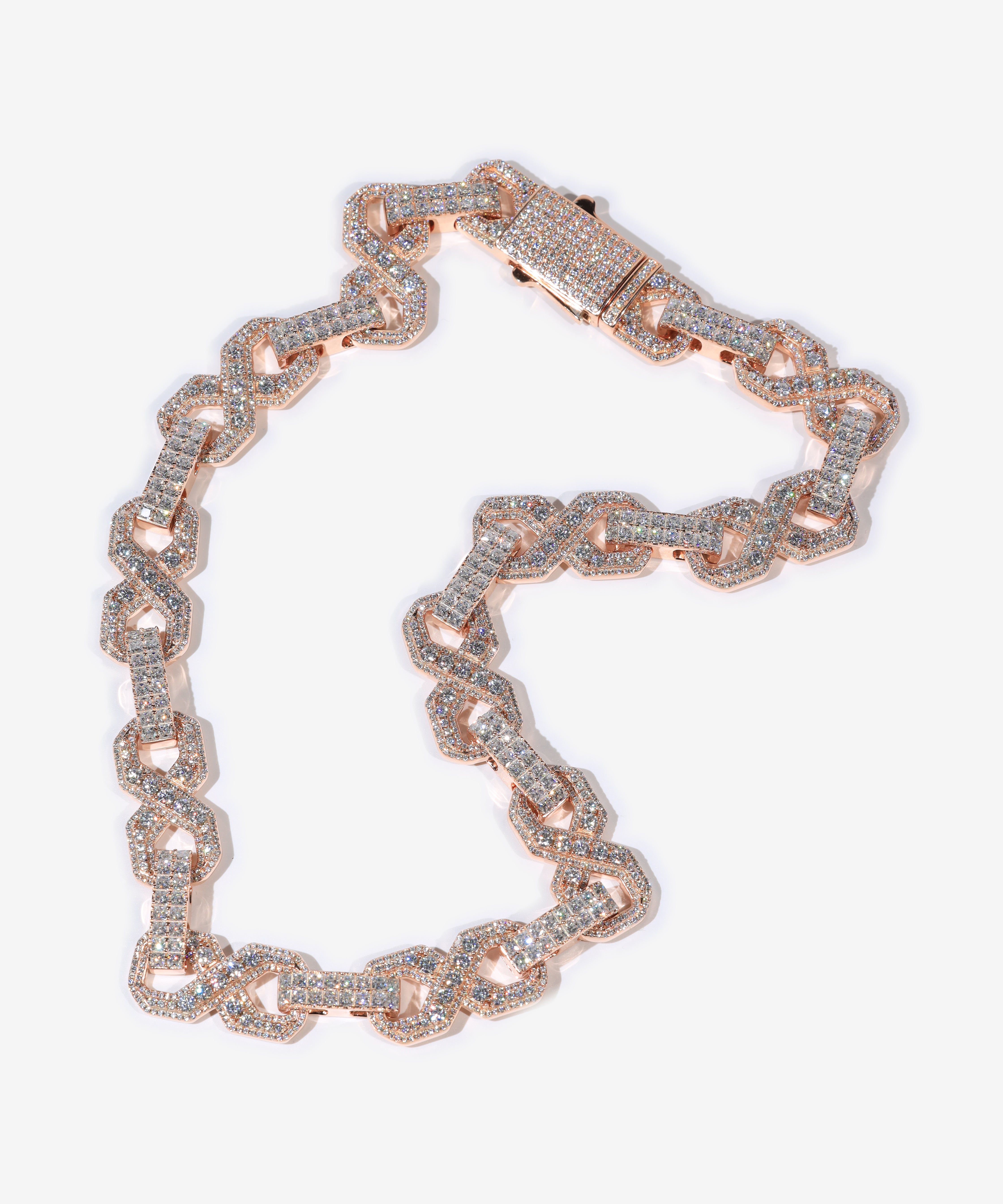 16mm Infinity Link Diamond Chain in rose gold — product detail