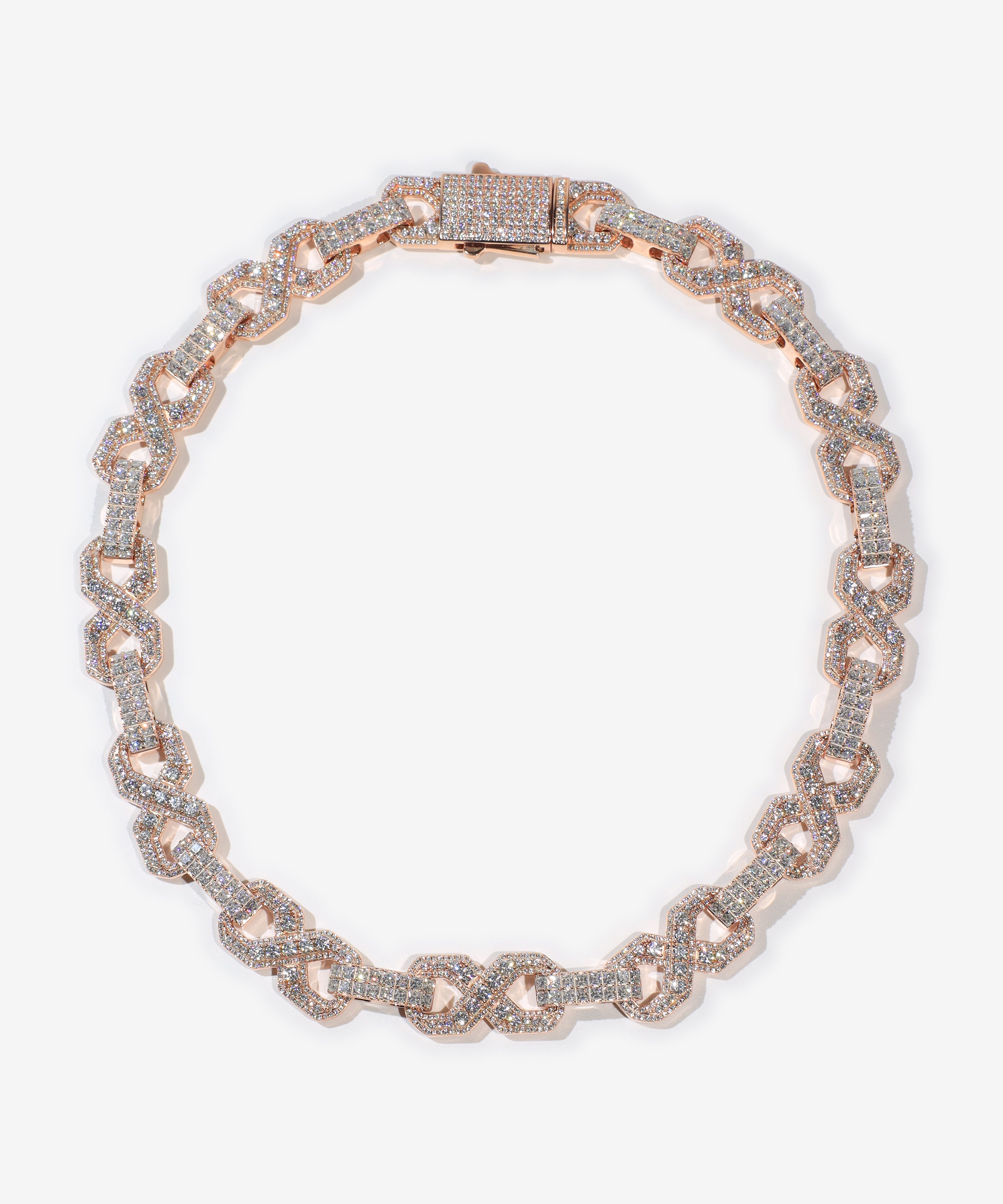 16mm Infinity Link Diamond Chain in rose gold — product detail