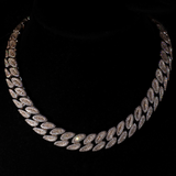 16 mm ovale baguette Cubaanse schakelketting (witgoud)