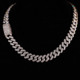 15 mm Cubaanse schakelketting met pootjes (witgoud)