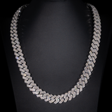 15mm Baguette Prong Cuban Chain (White Gold)