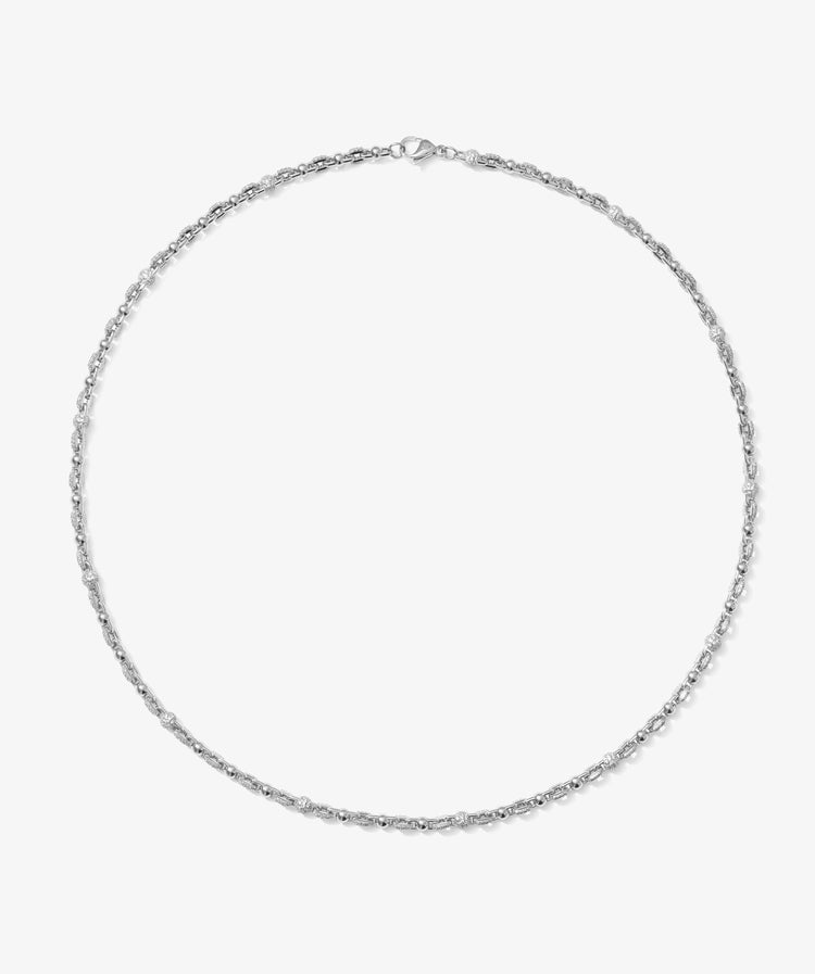Alternating Iced Ball Chain — White Gold view 1 | colour:white