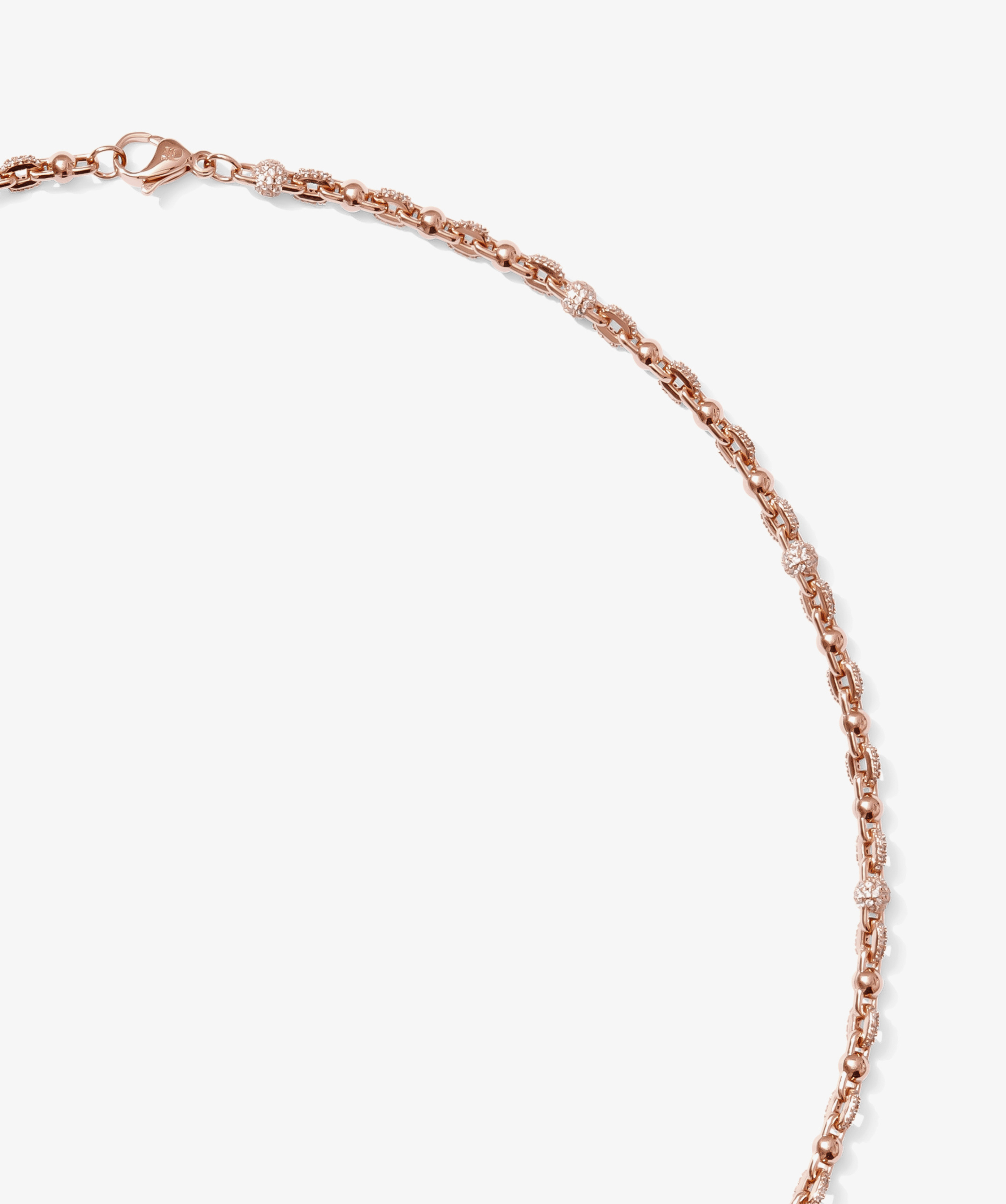 Alternating Iced Ball Chain — Rose Gold view 2 | colour:rose
