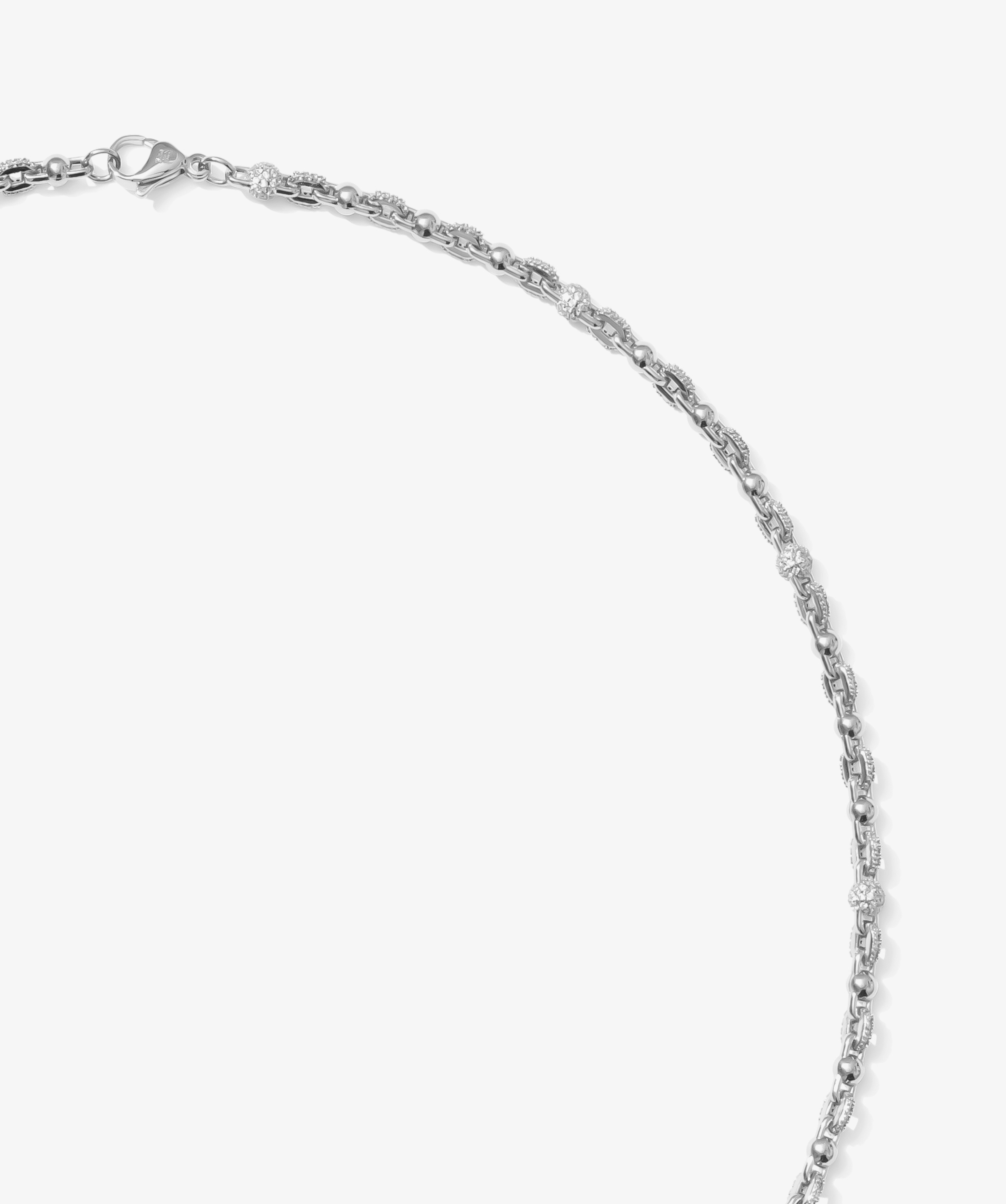 Alternating Iced Ball Chain — White Gold view 2 | colour:white