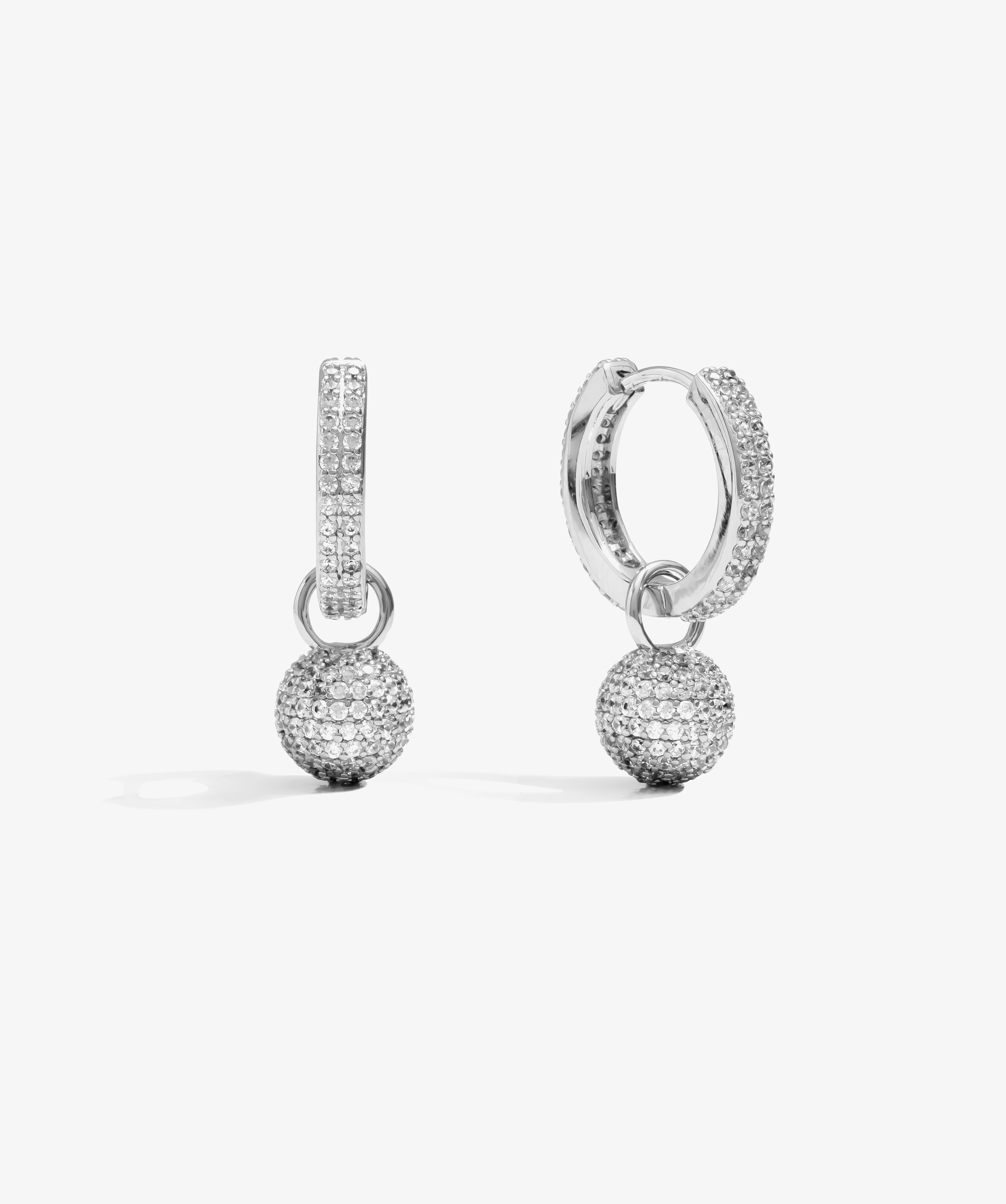 Ball Hoop Earrings — White Gold view 1 | colour:white