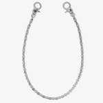 ICED London silver diamond-studded bracelet with linked chain and circular clasps.