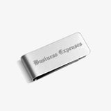 ICED London Business Express metal card holder in brushed stainless steel with engraved "Business Express".