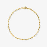 ICED London gold chain bracelet with elongated rectangular links, shown on a white background.