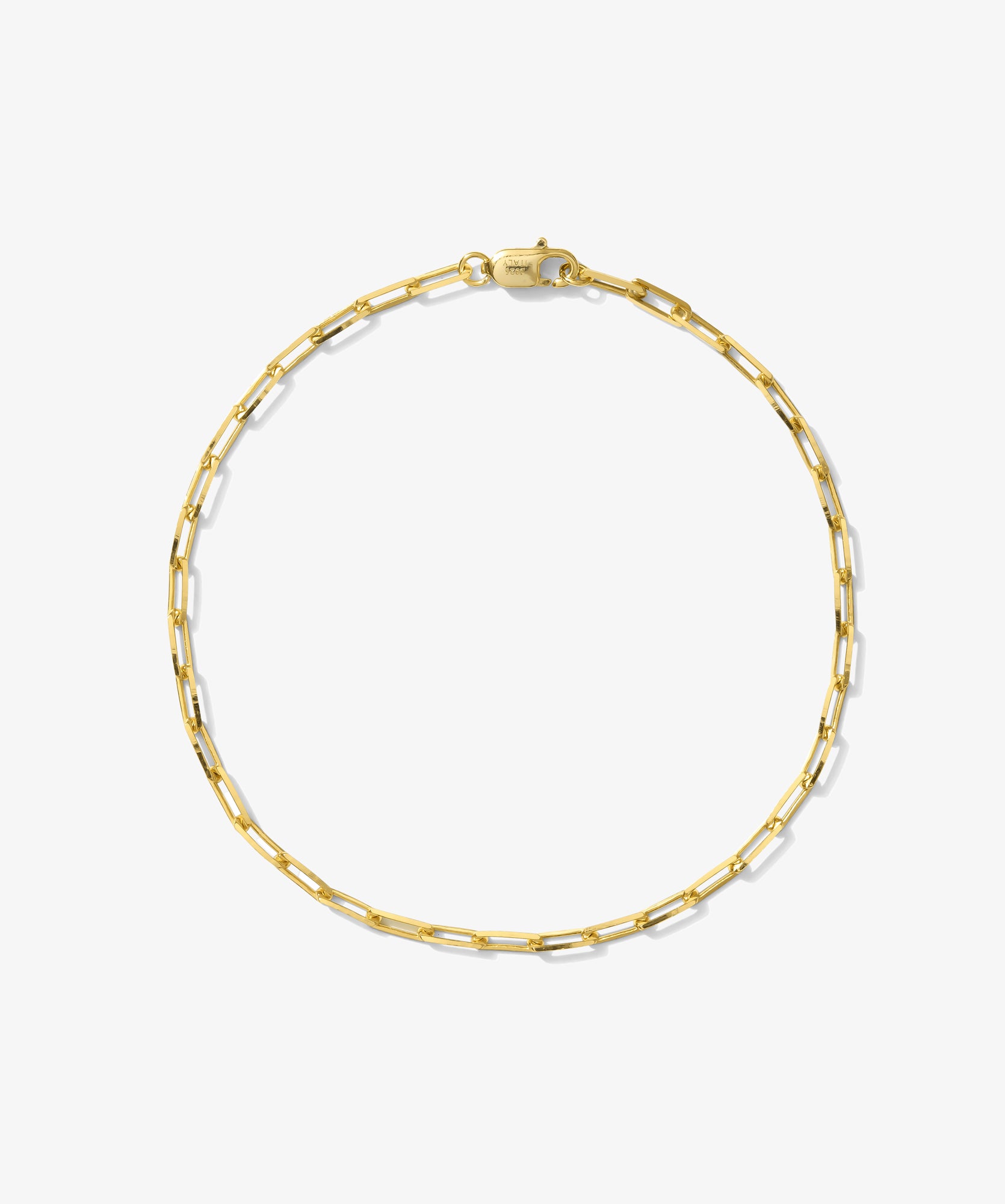 ICED London gold chain bracelet with elongated rectangular links, shown on a white background.
