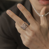 Floral Signet Ring - White