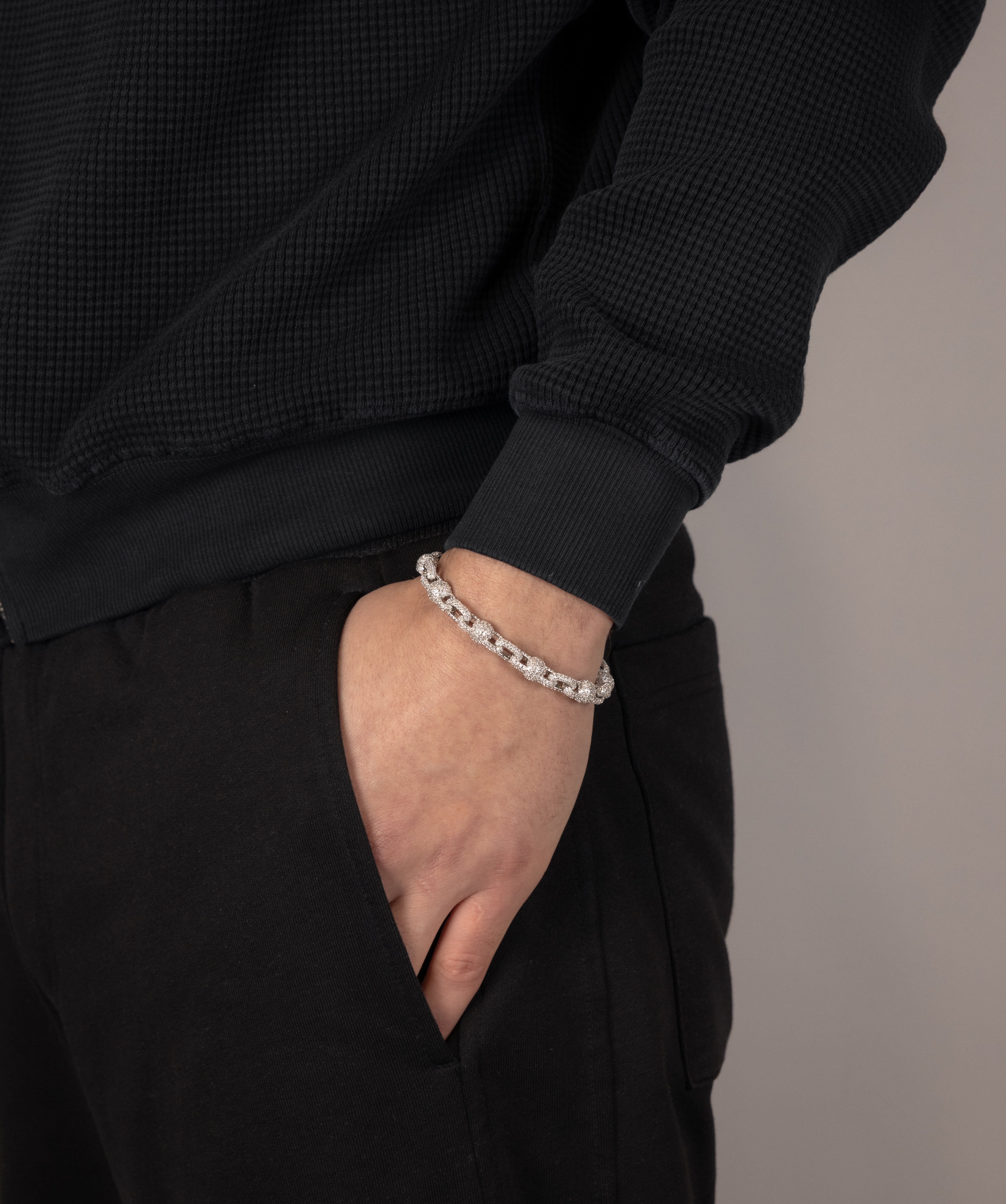Full-Set Ball Bracelet — White Gold view 2 | colour:white