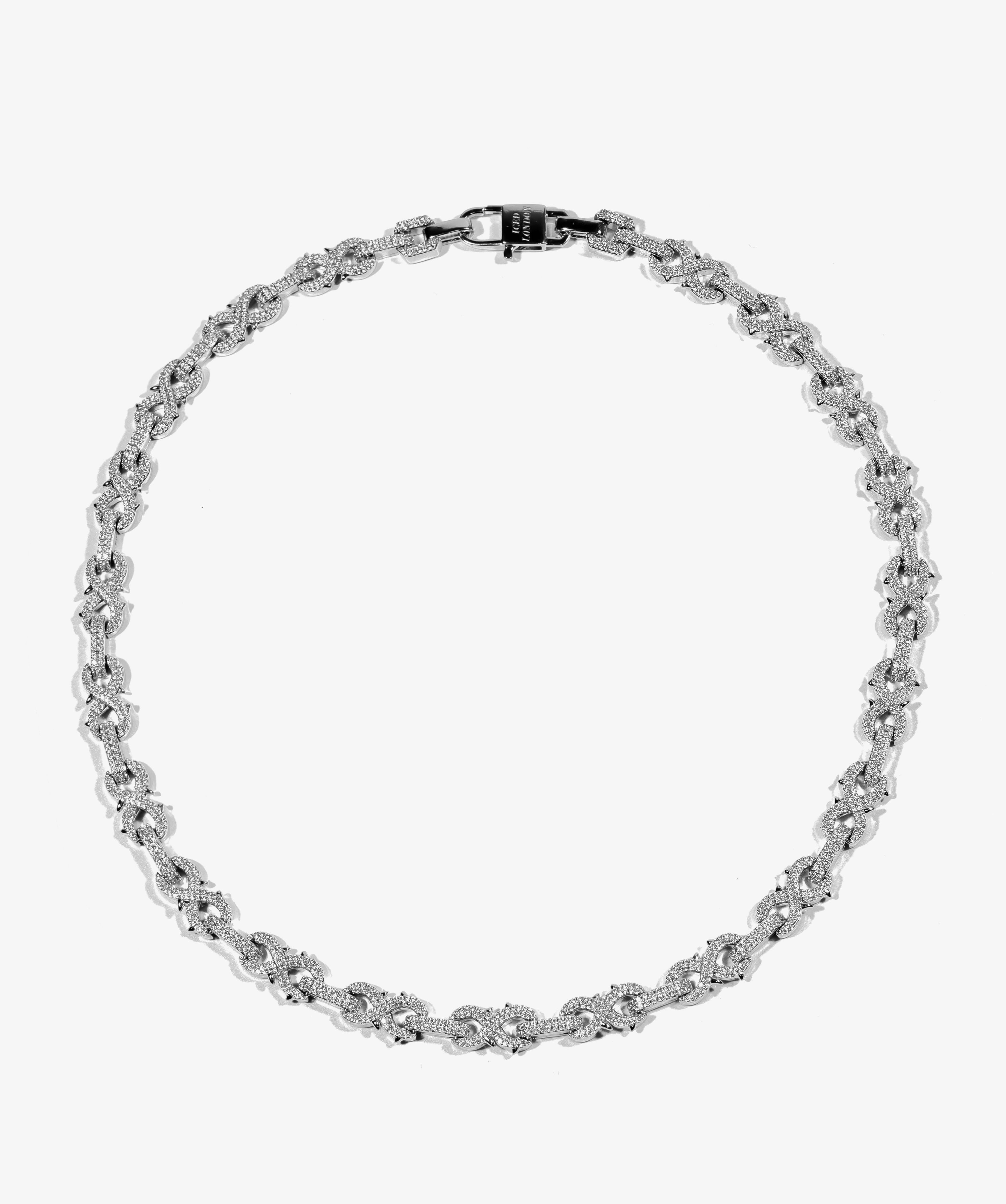 Iced Infinity Thorn Chain — White Gold view 1 | colour:white