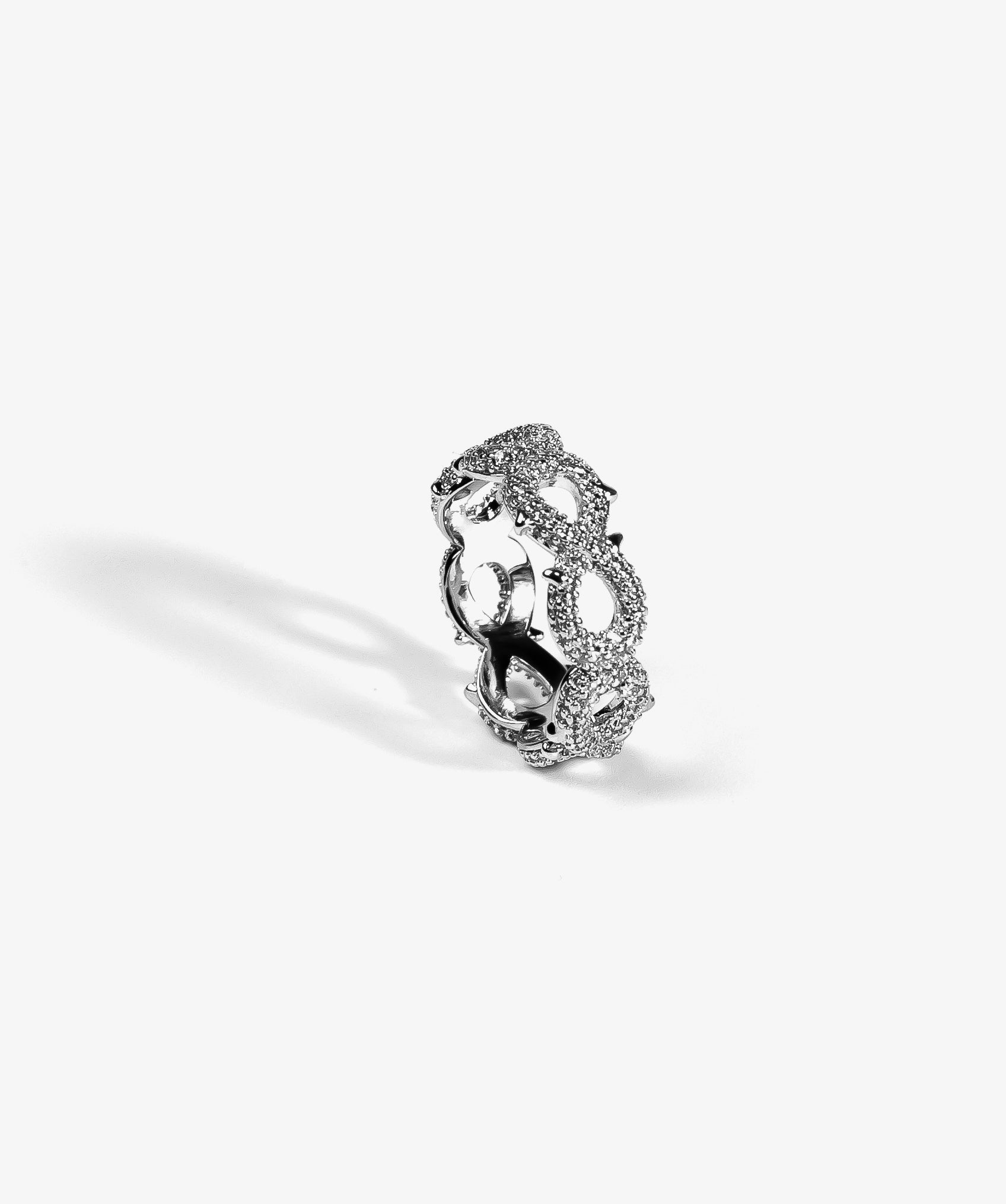 Iced Infinity Thorn Ring — White Gold alternate view | colour:white