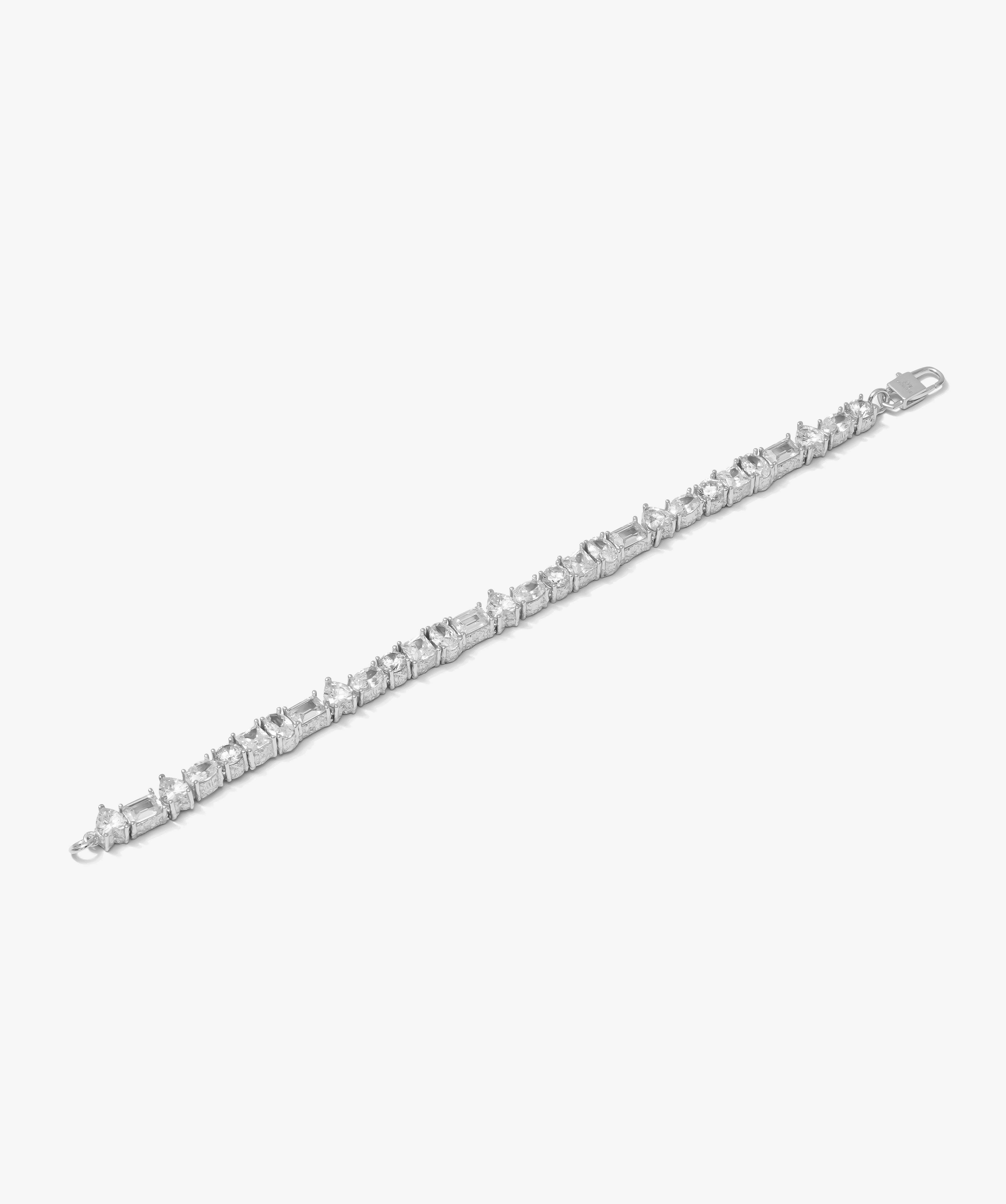 Mixed Stone Tennis Bracelet — White Gold view 1 | colour:white