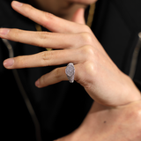 Oval Mosaic Ring — White Gold view 2 | colour:white