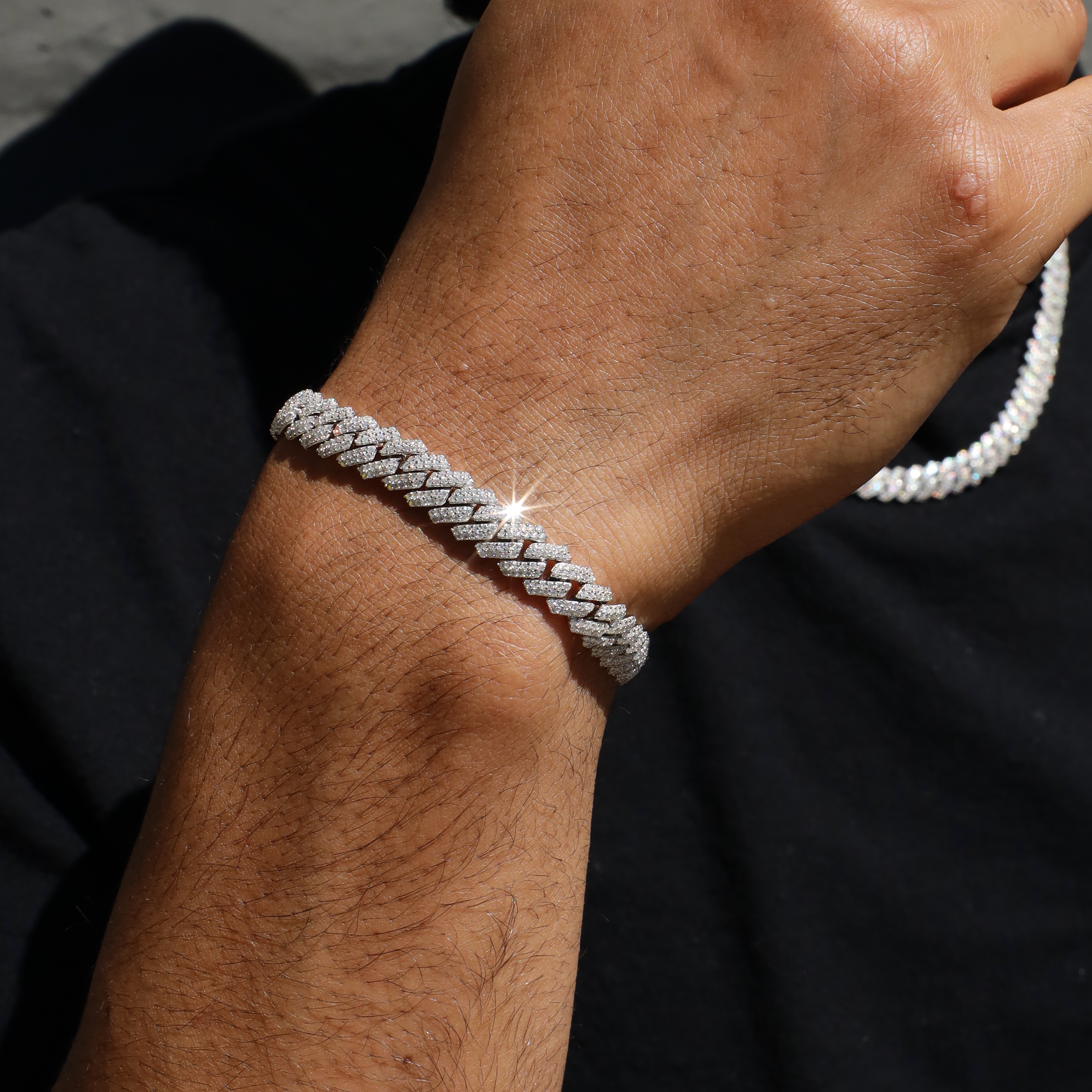 8mm Prong Cuban Link Bracelet (Silver)