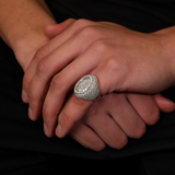 Smaragd ovale ring (witgoud)