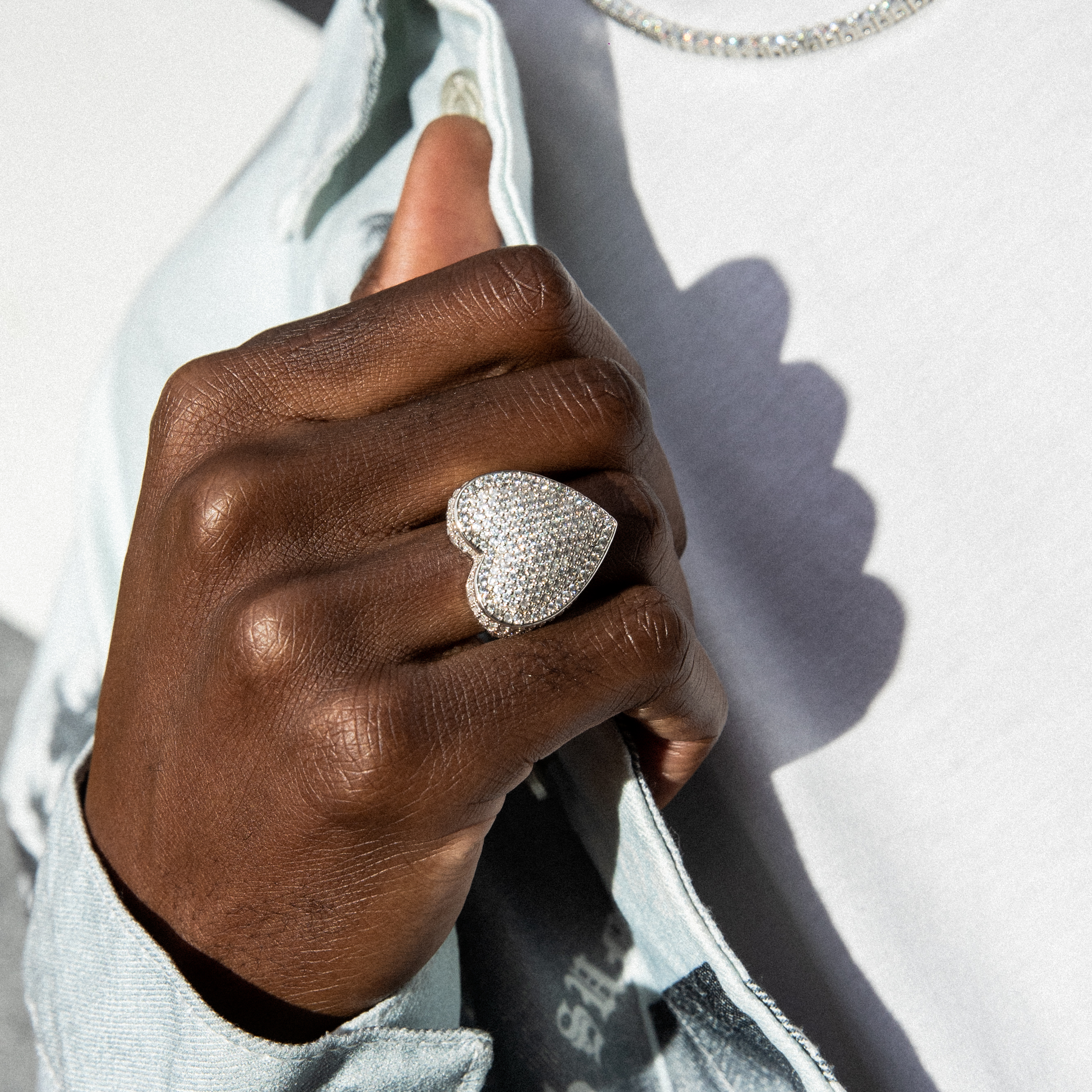 Iced Heart Ring in White Gold