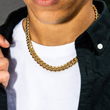 Gold Cuban Link Chain, 10mm Miami Cuban Link Bracelet in White Gold