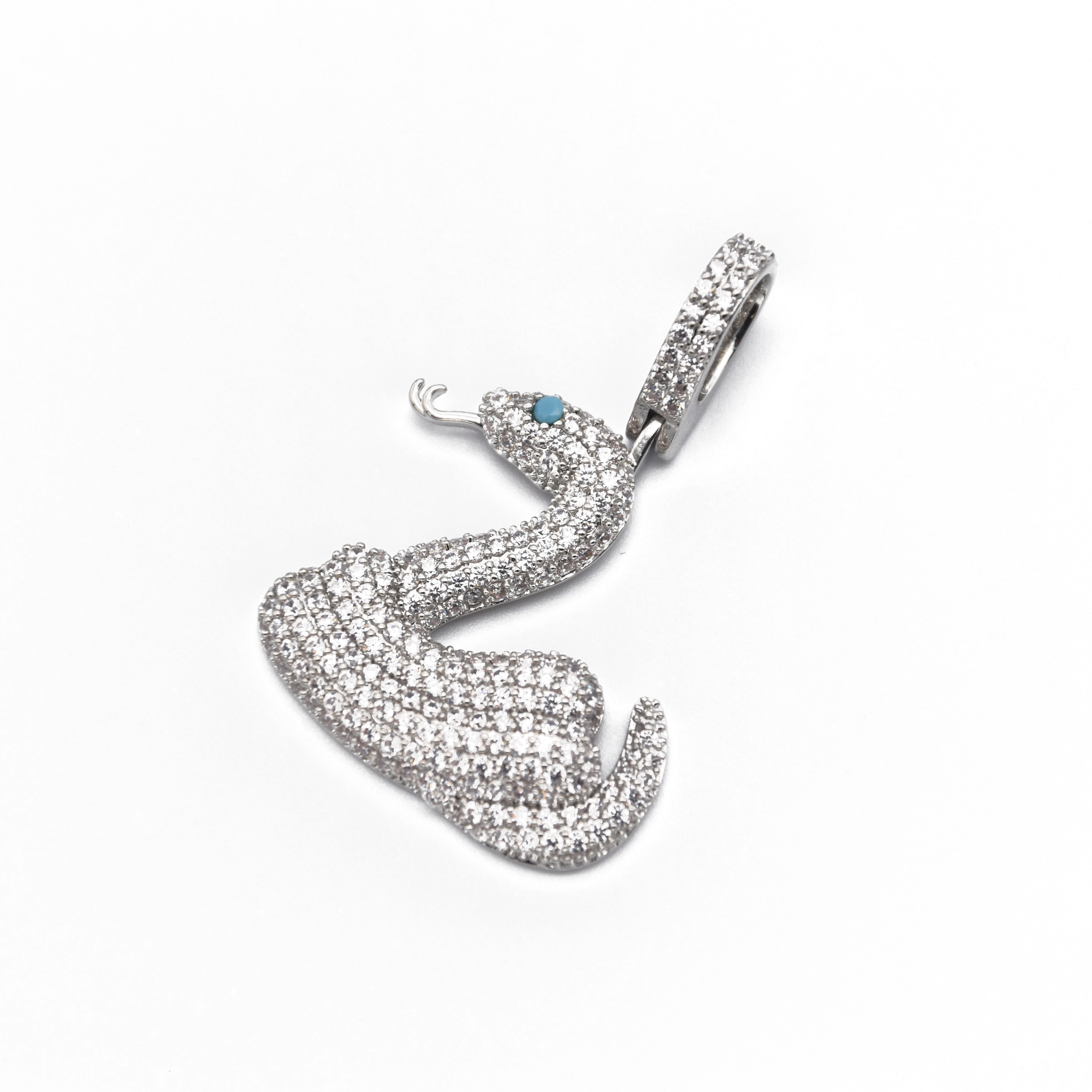 Iced Snake Pendant in White Gold