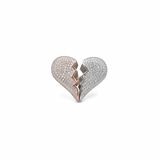 Tweekleurige diamanten gebroken hart ring