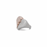 Tweekleurige diamanten gebroken hart ring