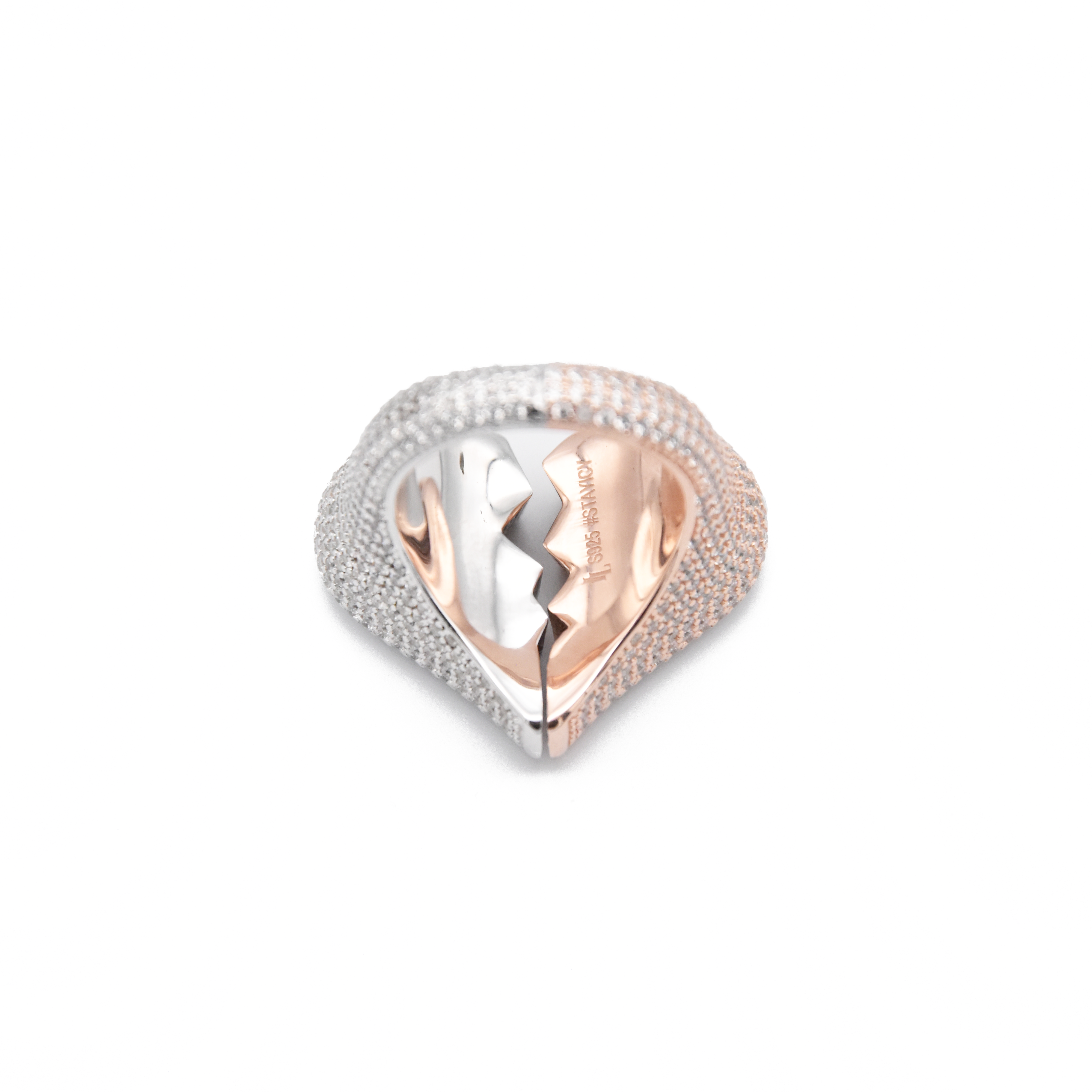 Two-Tone Diamond Broken Heart Ring