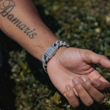18 mm Iced Cuban Link-armband in witgoud