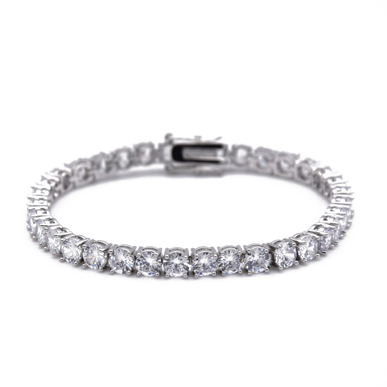 4mm Round-Cut Tennis Bracelet in White Gold